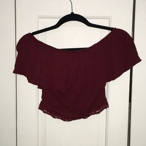 Off the shoulder maroon top from garage